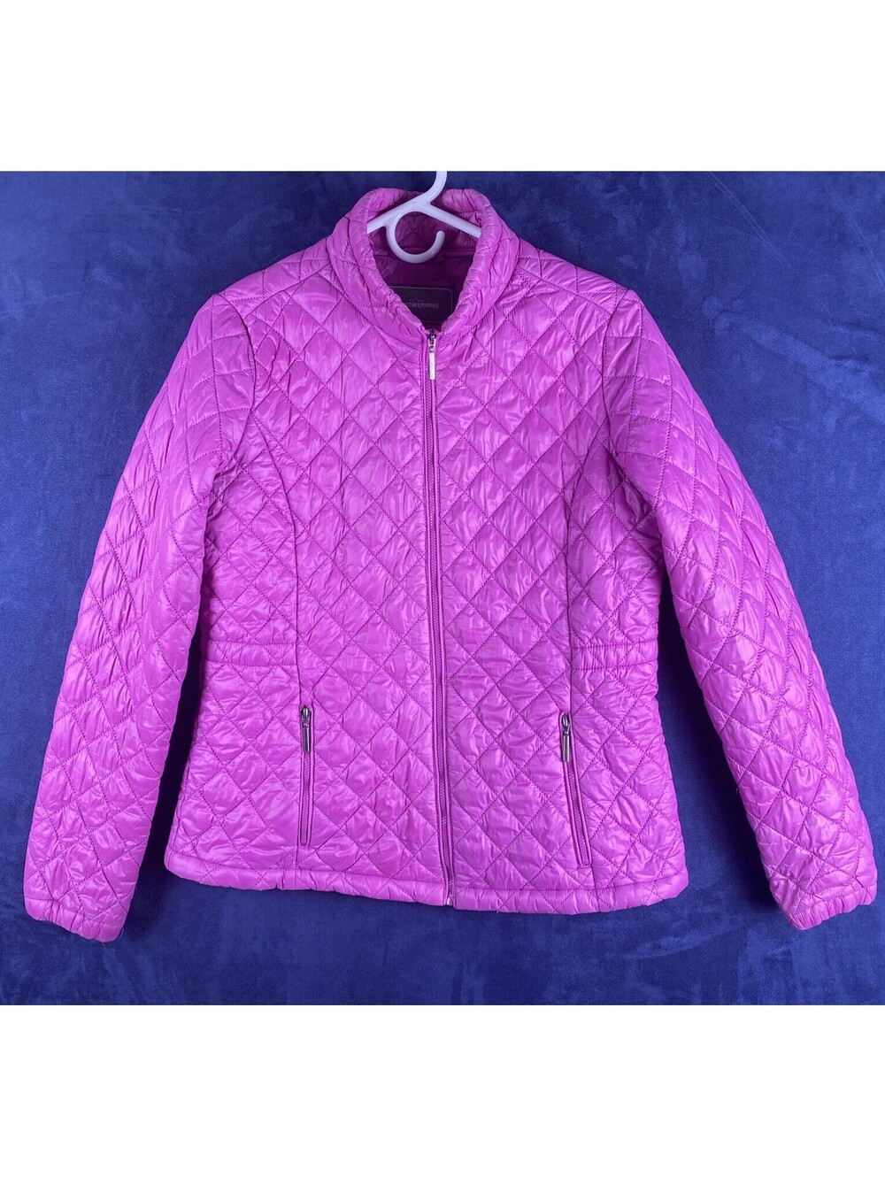 Johnston Murphy Women Medium Quilted Jacket Full Zip Purple Fusion Color